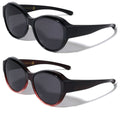 2 Pairs Large Women Oval Polarized Fit over Sunglasses - Wear Over Prescription