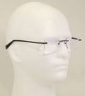 Men Rimless Reading Glasses Carbon Print Temple Lightweight Metal Frame Reader