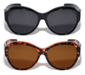 2 Pairs Large Women Oval Polarized Fit over Sunglasses - Wear Over Prescription