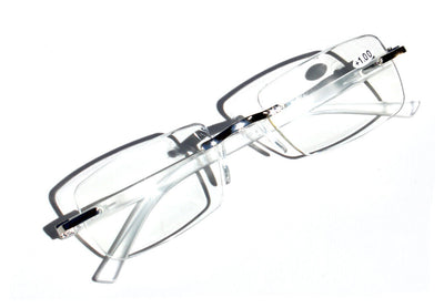 3 Pairs Men Women Rimless Lightweight Reading Glasses with Case - Spring Hinge