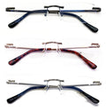 3 Pairs Slim Rimless lightweight metal anti blue blocking UV reading glasses