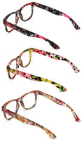 3 Pairs Women Floral Mosaic Print Comfortable Classic Reading Glasses - Flower