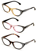 3 Pairs Women Cateye Reading Glasses Rhinestones Stylish Comfortable Reader DR04