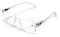 Men Rectangular Readers Matte Reading Glasses Spring Hinge Frost Translucent