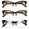 3 Pairs Women Cateye Reading Glasses HalfRim - Stylish Comfortable Reader DR03