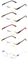 5 Pairs Men Women Rectangular Lightweight Rimless Reading Glasses - Clear Lens