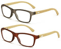 2 Pairs Geniune Bamboo Women Reading Glasses - Fun Color Clear Lens Reader 7015