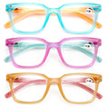 3 Pairs Women Translucent Pastel 2-Tones Reading Glasses Rhinestones Reader DR06