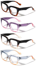 4 Pairs Women Oversized Bold Fashion Reading Glasses - Large Clear Lens Reader