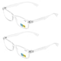 2 Pairs Transparent Frame Modern Rectangular Anti-Blue Blocker Reading Glasses