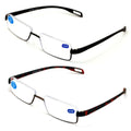 2 Pairs Featherweight Slim Half Rim Memory Flex Reading Glasses With Anti-Blue R