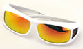 Polarized Fit Over Glasses Sunglasses 60mm Rectangular Frame Unisex White Mirror