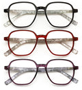 3 Pairs Women Lightweight Hexagon Wide Oversized Reading Glasses - Marble 7021