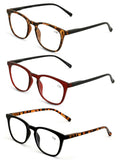 3 Pairs Reading Glasses Men or Women Black Tortoise Maroon Reader Spring Hinge