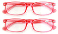 2 Pairs Blue Red Frame Rectangular Reading Glasses - Lightweight Simple Readers