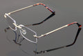 Men Metal Rimless Diamond Cut Anti Blue Blocker UV Reading Glasses - Clear Lens