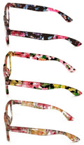 3 Pairs Women Floral Mosaic Print Comfortable Classic Reading Glasses - Flower