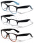 3 Pairs Classic 2 Tone Reading Glasses - Unisex Comfortable Clear Lens Reader