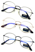 3 Pairs Women Round Blue Light Blocking Glasses - Computer Anti Fatigue Metal