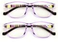 2 Pairs of Translucent Plaid Stripe Readers - Clear Sexy Reading Glasses