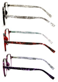 3 Pairs Women Lightweight Hexagon Wide Oversized Reading Glasses - Marble 7021