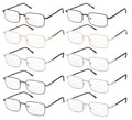 10 Pairs Metal Reading Glasses Unisex with Spring Hinge - Select your own power