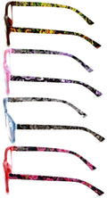 4 Pairs Women Neon Floral Reading Glasses Lightweight Wide Fitment Reader  ZT109