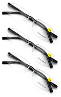 3 Pairs Lightweight Men Women Rimless Comfortable Reading Glasses - Spring Hinge