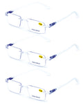 3 Pairs Lightweight Men Women Rimless Comfortable Reading Glasses - Spring Hinge