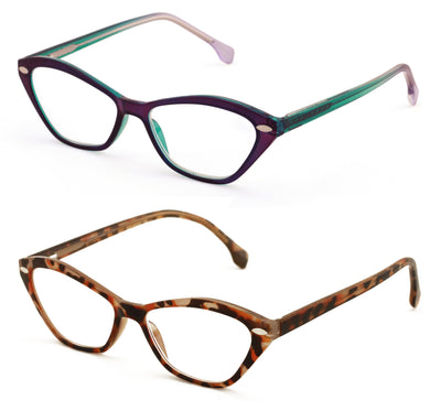 2 Pairs Women Hexagon Cateye Fashion Optical Frame Reading Glasses Reader ZT103