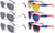 6 Pairs Of USA American Flag Print Sunglasses - Patriotic - Sun Protection