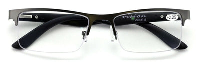 Rectangular Half Rim Reading Glasses /w Anti-reflective AR Coating Spring Hinge - Vision World