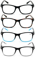 4 Pairs Lightweight Men Women Reading Glasses Rectangular Spring Hinge Readers - Vision World