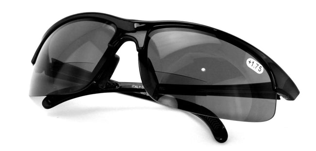 Men Black Sport Bifocal Sunglasses - Outdoor Reading Activity Wrap