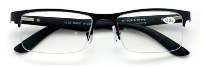 Rectangular Half Rim Reading Glasses /w Anti-reflective AR Coating Spring Hinge - Vision World